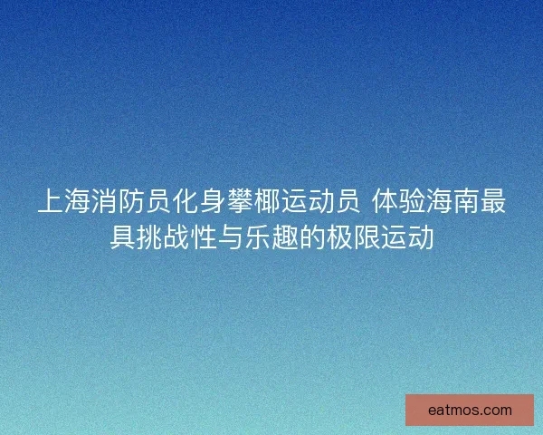 上海消防员化身攀椰运动员 体验海南最具挑战性与乐趣的极限运动